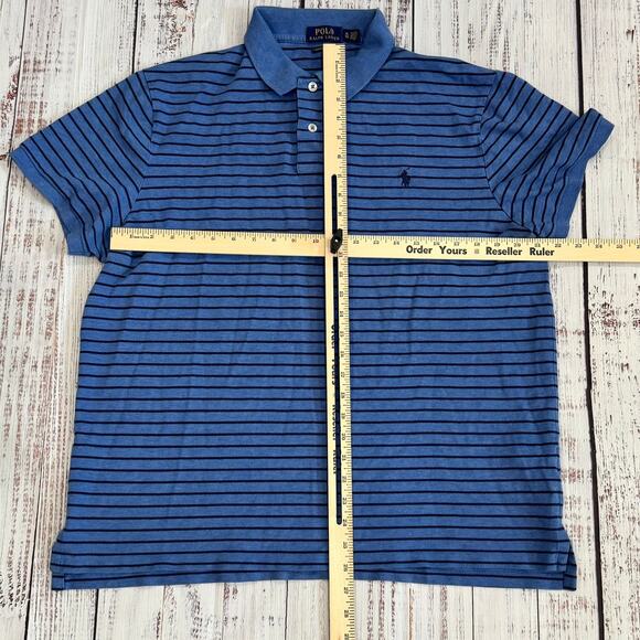 Polo Ralph Lauren Custom Slim Fit Striped Stretch Polo Men’s XL Blue Navy - Picture 5 of 7